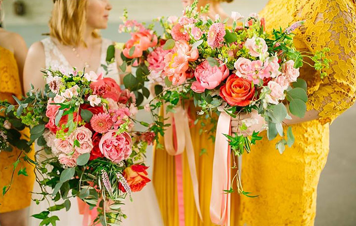 Bright Pink Late Spring Bridal Bouquet Desktop Image